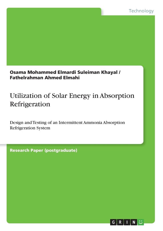 Couverture_Utilization Of Solar Energy In Absorption Refrigeration