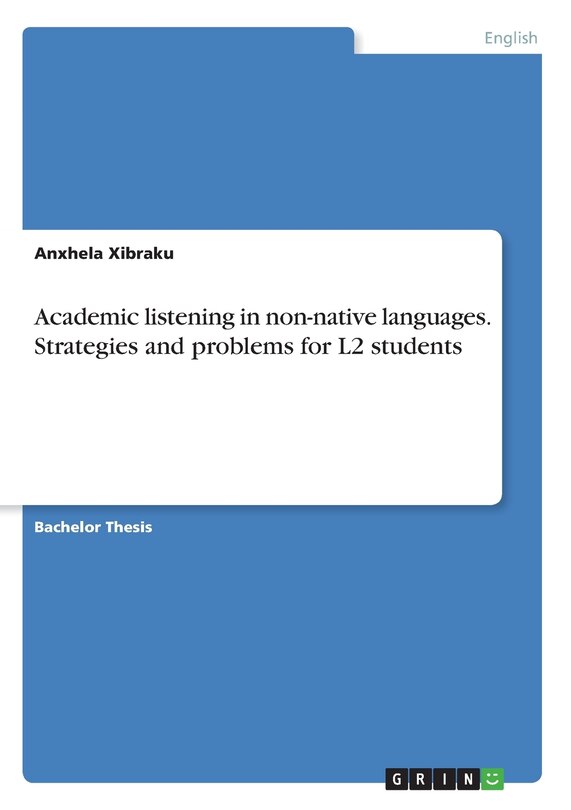 Front cover_Academic listening in non-native languages. Strategies and problems for L2 students