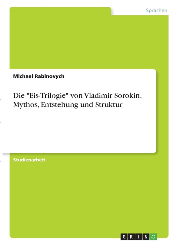 Couverture_Die Eis-Trilogie von Vladimir Sorokin. Mythos, Entstehung und Struktur