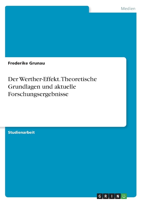 Front cover_Der Werther-Effekt. Theoretische Grundlagen und aktuelle Forschungsergebnisse