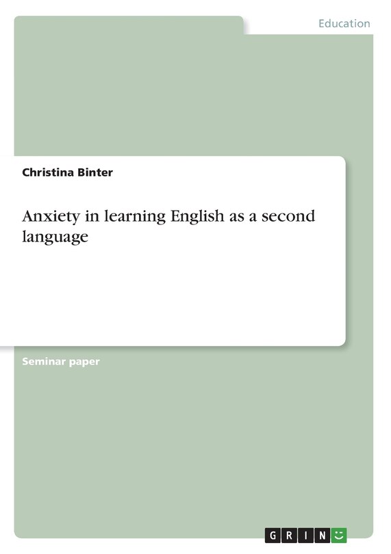 Front cover_Anxiety in learning English as a second language