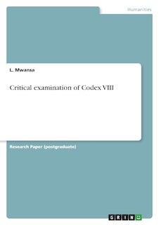Front cover_Critical examination of Codex VIII