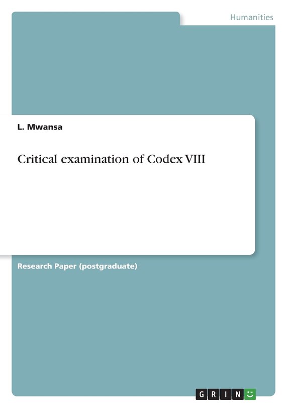Front cover_Critical examination of Codex VIII