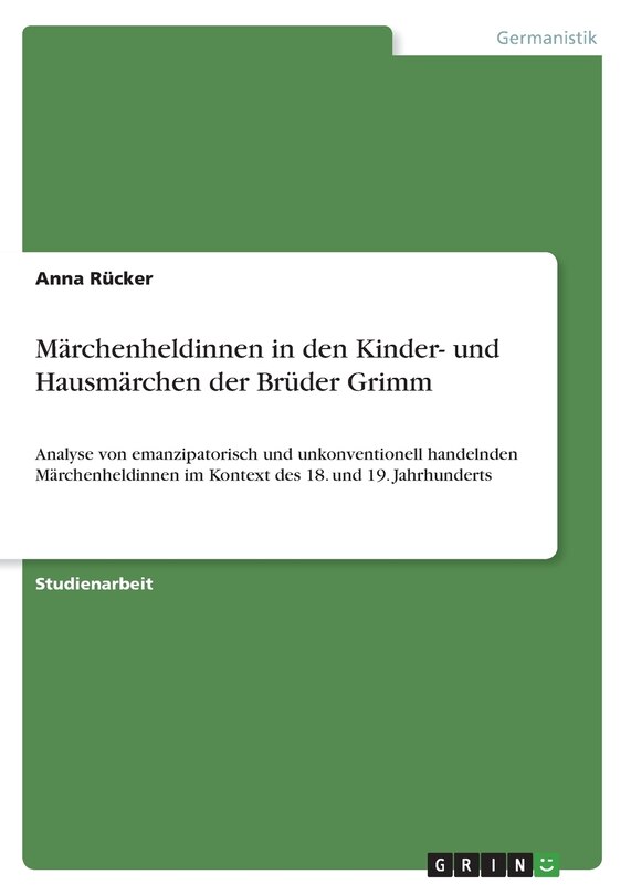 Couverture_Märchenheldinnen in den Kinder- und Hausmärchen der Brüder Grimm