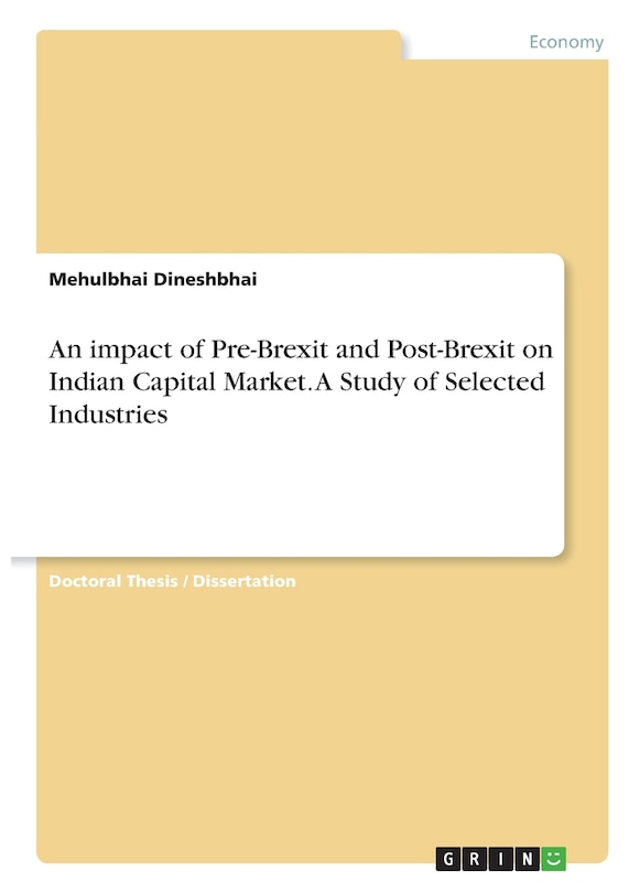 Front cover_An impact of Pre-Brexit and Post-Brexit on Indian Capital Market. A Study of Selected Industries