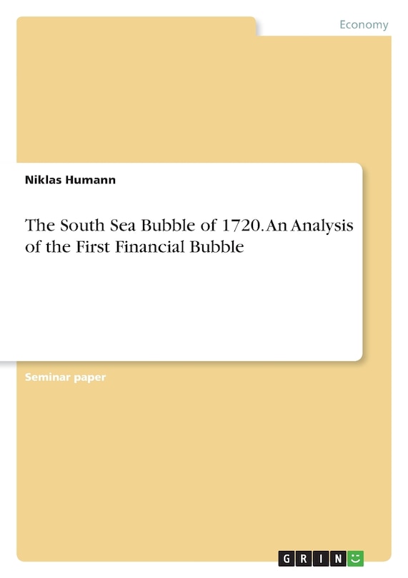 Couverture_The South Sea Bubble of 1720. An Analysis of the First Financial Bubble