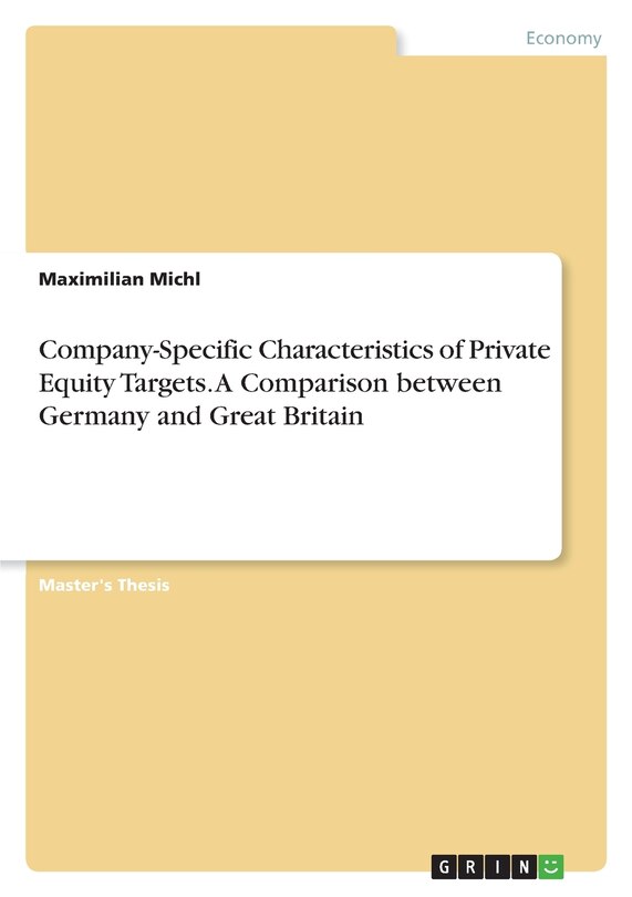 Front cover_Company-Specific Characteristics of Private Equity Targets. A Comparison between Germany and Great Britain