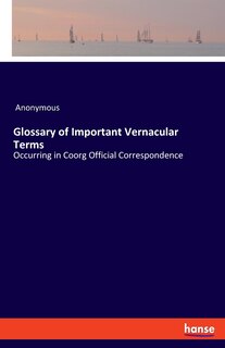 Couverture_Glossary of Important Vernacular Terms