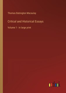 Front cover_Critical and Historical Essays