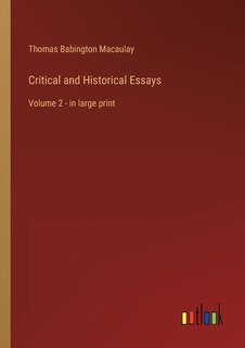Front cover_Critical and Historical Essays