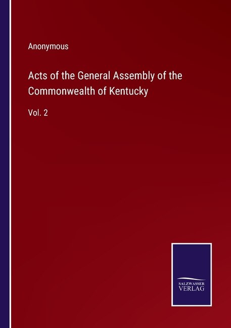 Couverture_Acts of the General Assembly of the Commonwealth of Kentucky