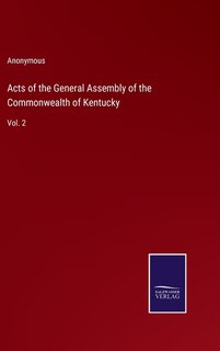Couverture_Acts of the General Assembly of the Commonwealth of Kentucky