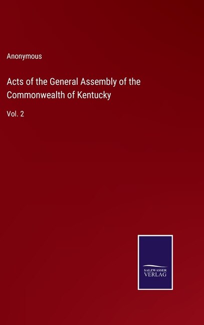 Couverture_Acts of the General Assembly of the Commonwealth of Kentucky