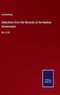 Front cover_Selections from the Records of the Madras Government