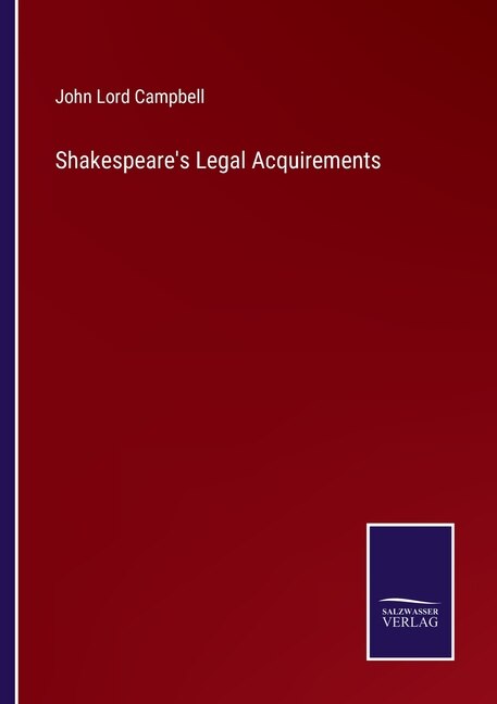 Couverture_Shakespeare's Legal Acquirements