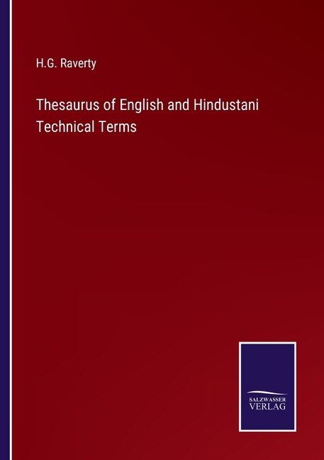 Couverture_Thesaurus of English and Hindustani Technical Terms