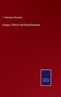 Front cover_Essays, Critical and Miscellaneous