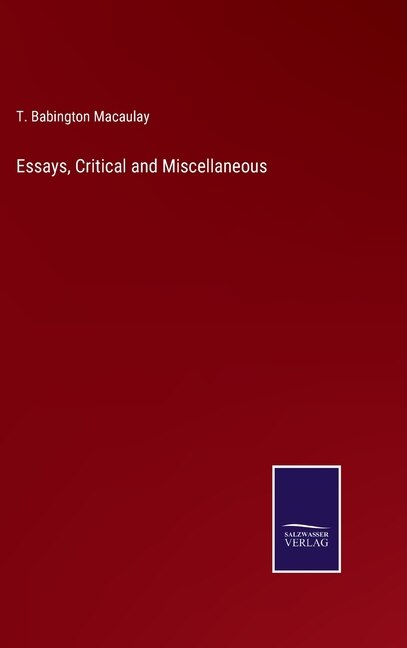 Front cover_Essays, Critical and Miscellaneous