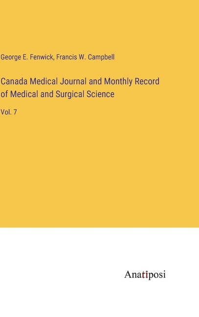 Couverture_Canada Medical Journal and Monthly Record of Medical and Surgical Science