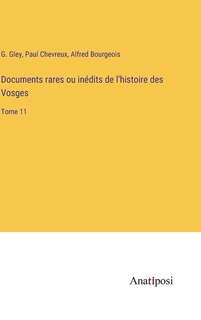 Front cover_Documents rares ou inédits de l'histoire des Vosges