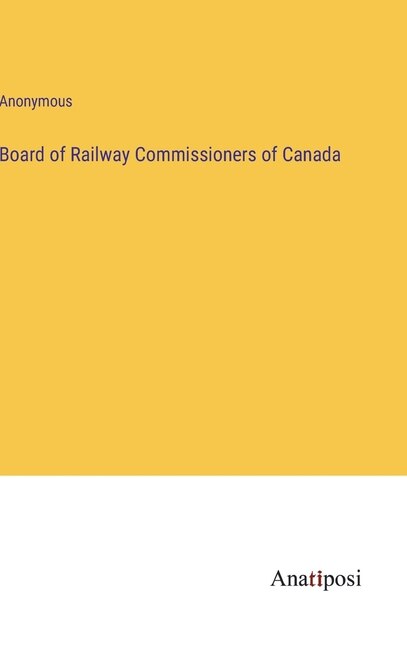 Front cover_Board of Railway Commissioners of Canada
