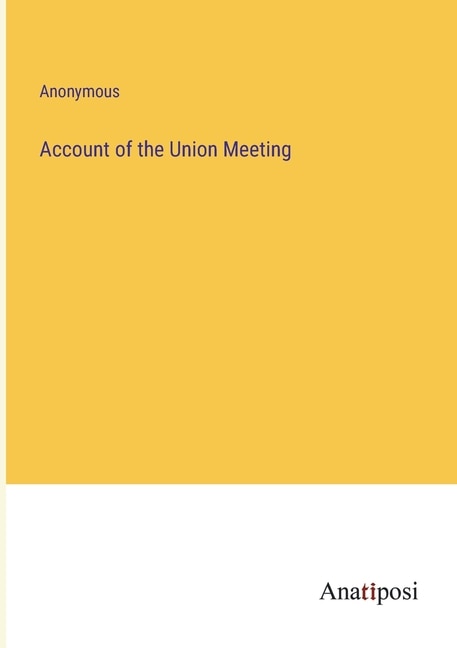 Front cover_Account of the Union Meeting