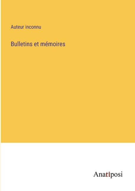 Front cover_Bulletins et mémoires