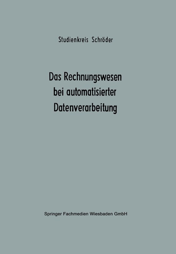 Front cover_Das Rechnungswesen bei automatisierter Datenverarbeitung