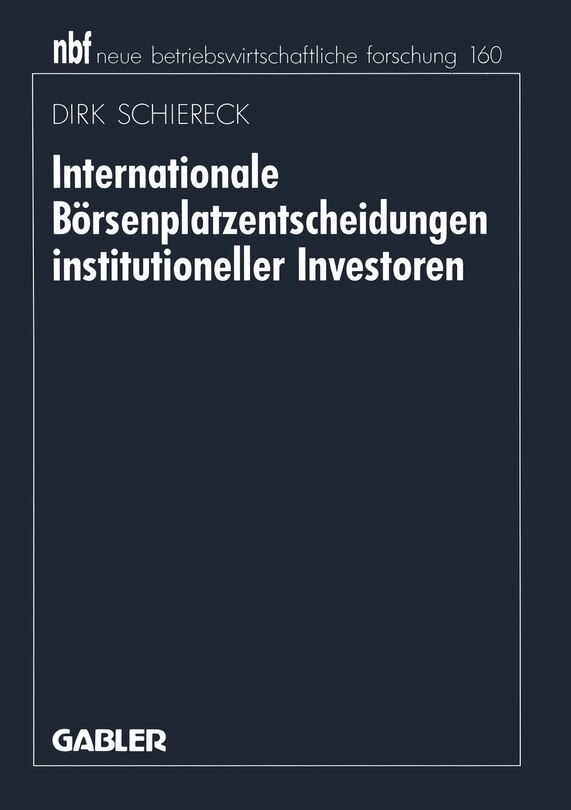 Front cover_Internationale Börsenplatzentscheidungen institutioneller Investoren