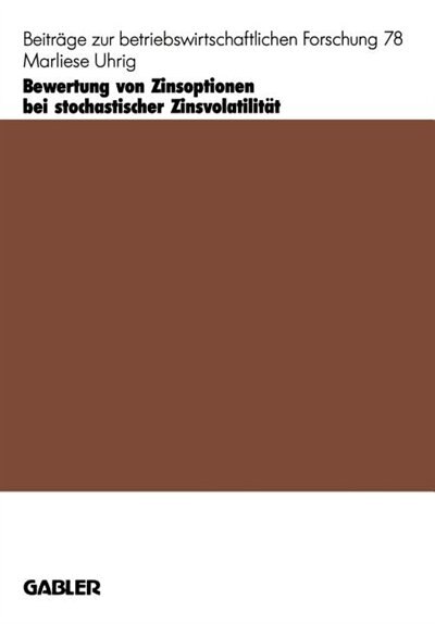 Front cover_Bewertung von Zinsoptionen bei stochastischer Zinsvolatilität