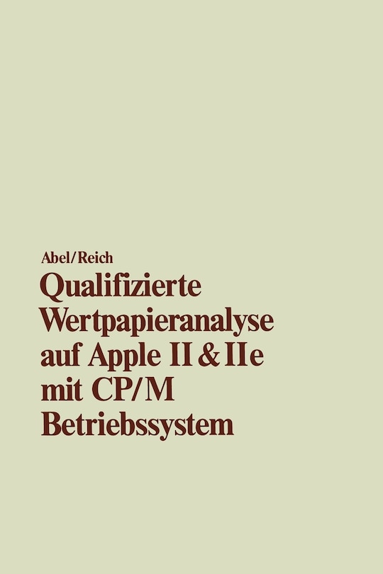Front cover_Qualifizierte Wertpapieranalyse Auf Apple II & II E