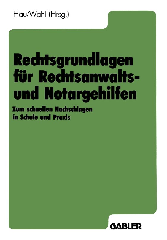 Front cover_Rechtsgrundlagen für Rechtsanwalts- und Notargehilfen