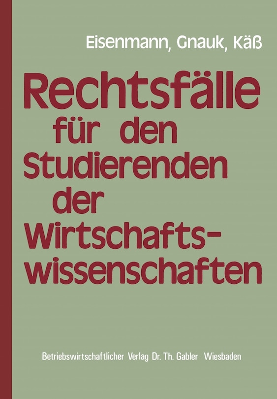 Front cover_Rechtsfälle für Studierende der Wirtschaftswissenschaften