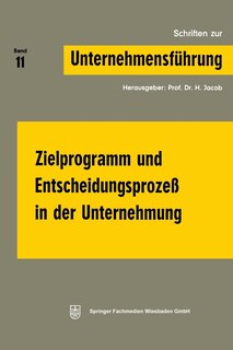 Front cover_Zielprogramm und Entscheidungsprozeß in der Unternehmung