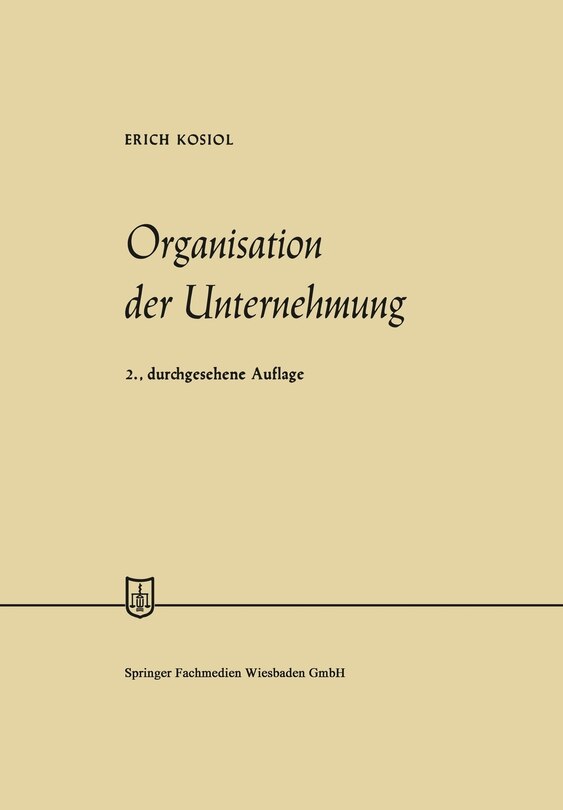 Front cover_Organisation der Unternehmung