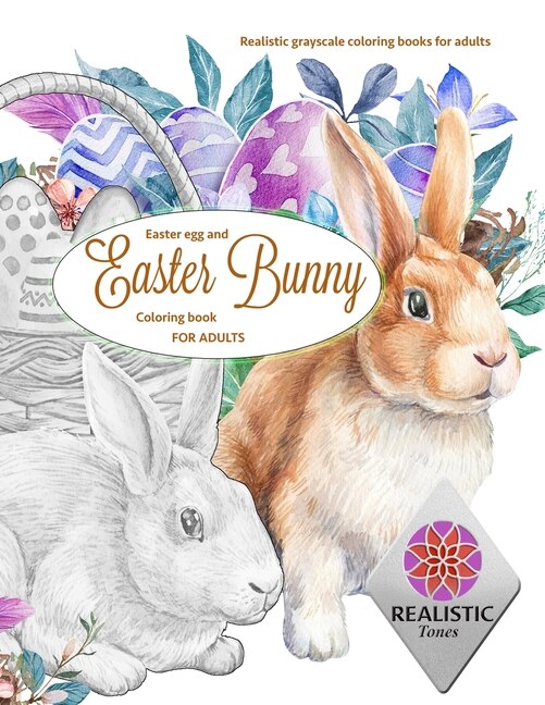 Couverture_EASTER Egg and Easter bunny coloring book for adults Realistic grayscale coloring books for adults