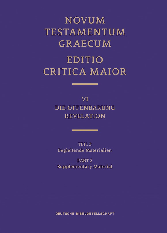 Front cover_Novum Testamentum Graecum, Editio Critica Maior VI/2: Revelation, Supplementary Material