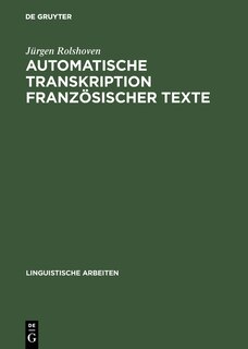 Front cover_Automatische Transkription französischer Texte