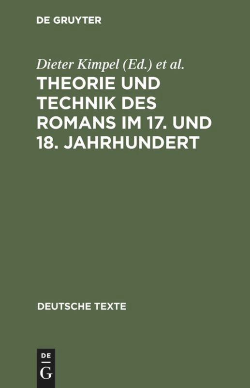 Front cover_Theorie und Technik des Romans im 17. und 18. Jahrhundert