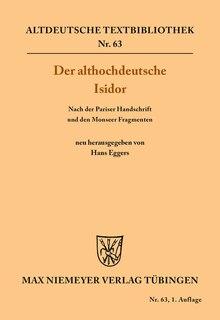 Front cover_Der althochdeutsche Isidor