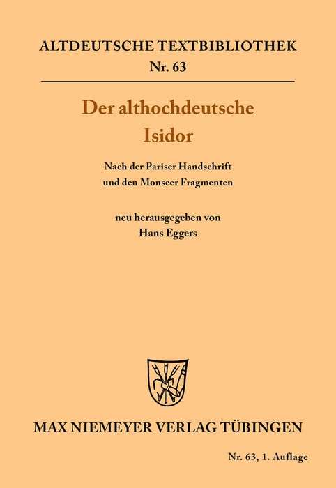 Front cover_Der althochdeutsche Isidor