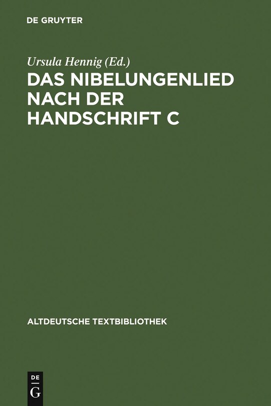 Front cover_Das Nibelungenlied nach der Handschrift C