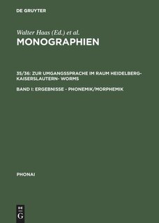 Front cover_Zur Umgangssprache im Raum Heidelberg-Kaiserslautern- Worms