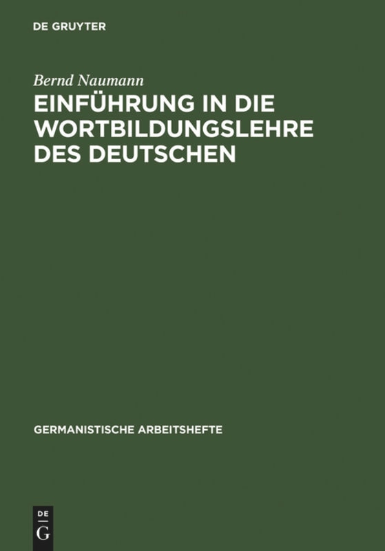 Front cover_Einführung in die Wortbildungslehre des Deutschen