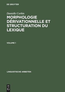 Front cover_Morphologie dérivationnelle et structuration du lexique
