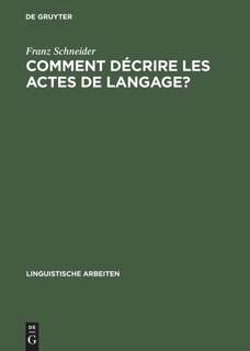 Front cover_Comment décrire les actes de langage?