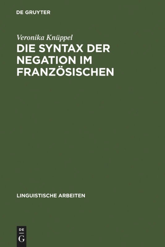 Couverture_Die Syntax der Negation im Französischen
