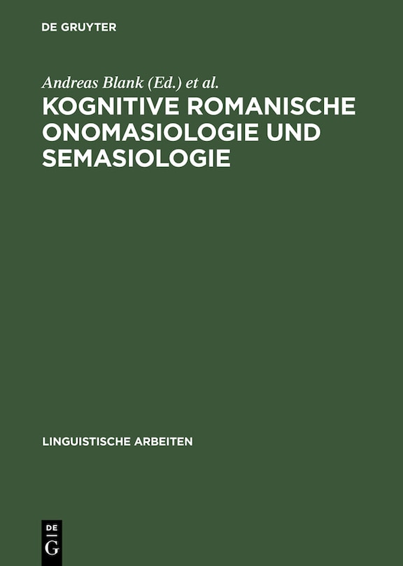 Front cover_Kognitive romanische Onomasiologie und Semasiologie