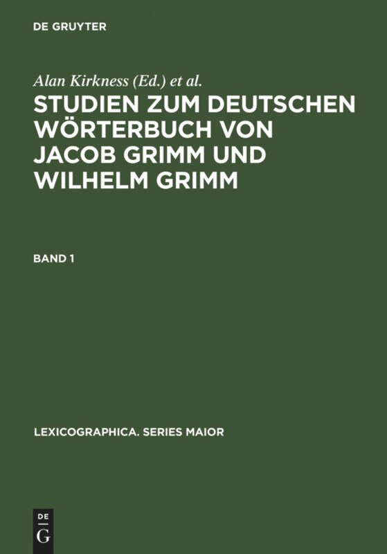 Front cover_Studien zum Deutschen Wörterbuch von Jacob Grimm und Wilhelm Grimm