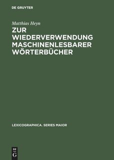 Couverture_Zur Wiederverwendung maschinenlesbarer Wörterbücher